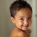 Mateo smiling after bath
